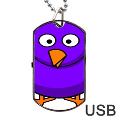 Cartoon Bird Purple Dog Tag Usb Flash (two Sides) by Alisyart