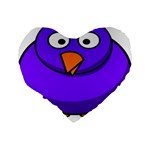 Cartoon Bird Purple Standard 16  Premium Flano Heart Shape Cushions Back