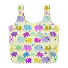 Cute Elephants  Full Print Recycle Bags (l) 
