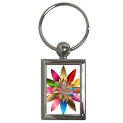 Chromatic Flower Gold Rainbow Key Chains (rectangle)  by Alisyart