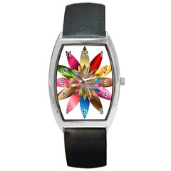 Chromatic Flower Gold Rainbow Barrel Style Metal Watch by Alisyart