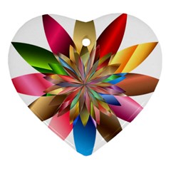 Chromatic Flower Gold Rainbow Heart Ornament (two Sides)