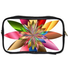 Chromatic Flower Gold Rainbow Toiletries Bags 2-side