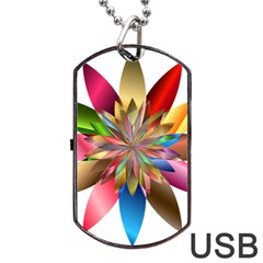 Chromatic Flower Gold Rainbow Dog Tag Usb Flash (one Side)