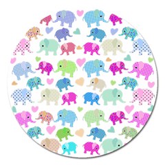 Cute Elephants  Magnet 5  (round) by Valentinaart