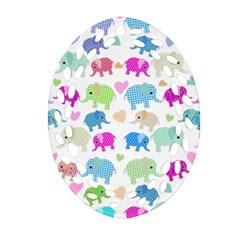 Cute Elephants  Ornament (oval Filigree) by Valentinaart