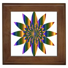 Chromatic Flower Gold Rainbow Star Light Framed Tiles by Alisyart