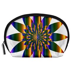 Chromatic Flower Gold Rainbow Star Light Accessory Pouches (large)  by Alisyart