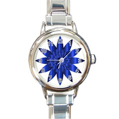 Chromatic Flower Blue Star Round Italian Charm Watch by Alisyart