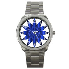 Chromatic Flower Blue Star Sport Metal Watch by Alisyart