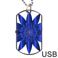 Chromatic Flower Blue Star Dog Tag Usb Flash (one Side) by Alisyart
