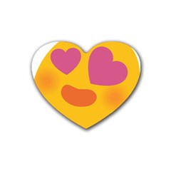 Emoji Face Emotion Love Heart Pink Orange Emoji Rubber Coaster (heart)  by Alisyart