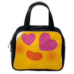 Emoji Face Emotion Love Heart Pink Orange Emoji Classic Handbags (one Side)