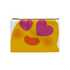 Emoji Face Emotion Love Heart Pink Orange Emoji Cosmetic Bag (medium) 