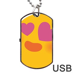 Emoji Face Emotion Love Heart Pink Orange Emoji Dog Tag Usb Flash (one Side)