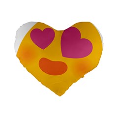 Emoji Face Emotion Love Heart Pink Orange Emoji Standard 16  Premium Flano Heart Shape Cushions by Alisyart