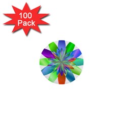 Chromatic Flower Variation Star Rainbow 1  Mini Buttons (100 Pack) 