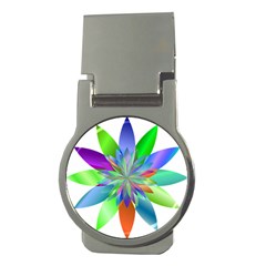 Chromatic Flower Variation Star Rainbow Money Clips (round)  by Alisyart