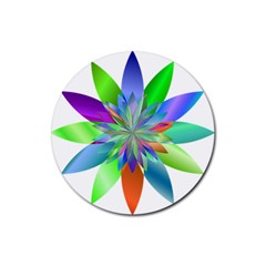 Chromatic Flower Variation Star Rainbow Rubber Coaster (round) 