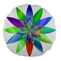 Chromatic Flower Variation Star Rainbow Large 18  Premium Flano Round Cushions