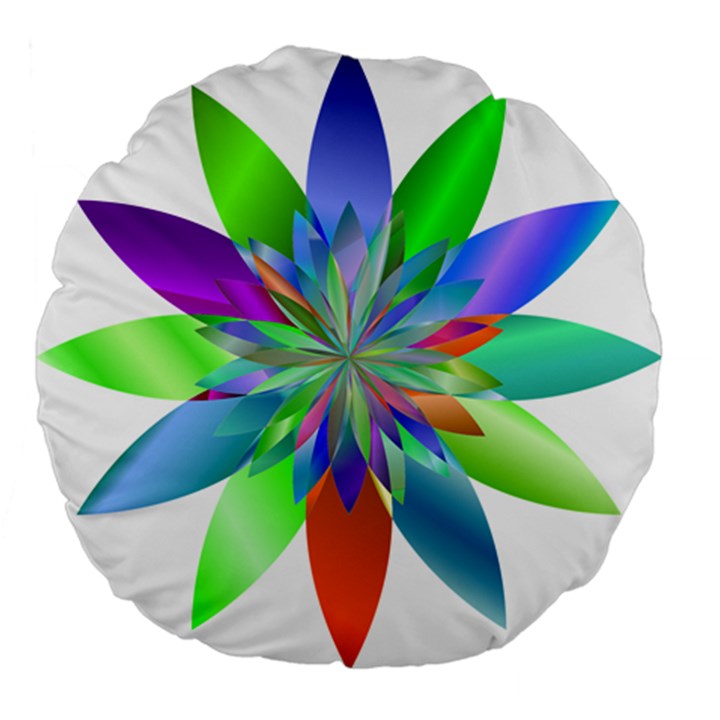 Chromatic Flower Variation Star Rainbow Large 18  Premium Flano Round Cushions