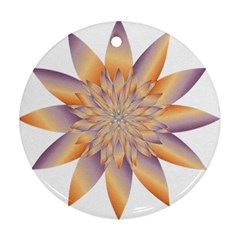 Chromatic Flower Gold Star Floral Round Ornament (two Sides)