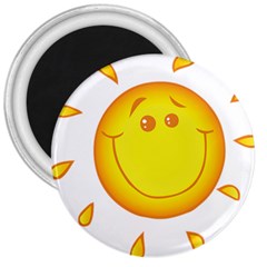 Domain Cartoon Smiling Sun Sunlight Orange Emoji 3  Magnets by Alisyart