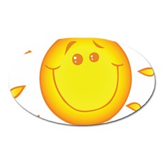 Domain Cartoon Smiling Sun Sunlight Orange Emoji Oval Magnet by Alisyart