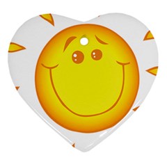 Domain Cartoon Smiling Sun Sunlight Orange Emoji Heart Ornament (two Sides) by Alisyart