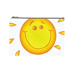 Domain Cartoon Smiling Sun Sunlight Orange Emoji Cosmetic Bag (large)  by Alisyart