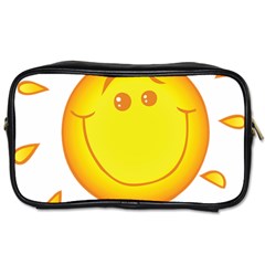 Domain Cartoon Smiling Sun Sunlight Orange Emoji Toiletries Bags 2-side