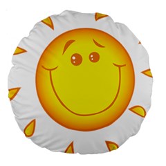 Domain Cartoon Smiling Sun Sunlight Orange Emoji Large 18  Premium Round Cushions by Alisyart