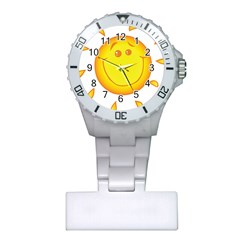 Domain Cartoon Smiling Sun Sunlight Orange Emoji Plastic Nurses Watch by Alisyart