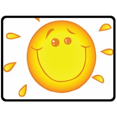 Domain Cartoon Smiling Sun Sunlight Orange Emoji Double Sided Fleece Blanket (large)  by Alisyart