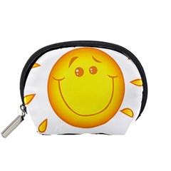 Domain Cartoon Smiling Sun Sunlight Orange Emoji Accessory Pouches (small)  by Alisyart