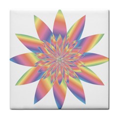 Chromatic Flower Gold Rainbow Star Tile Coasters by Alisyart