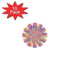 Chromatic Flower Gold Rainbow Star 1  Mini Buttons (10 Pack)  by Alisyart