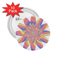 Chromatic Flower Gold Rainbow Star 2 25  Buttons (10 Pack)  by Alisyart