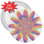 Chromatic Flower Gold Rainbow Star 3  Buttons (100 pack)  Front