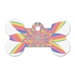 Chromatic Flower Gold Rainbow Star Dog Tag Bone (two Sides)