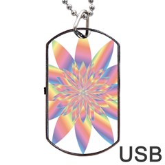 Chromatic Flower Gold Rainbow Star Dog Tag Usb Flash (two Sides) by Alisyart