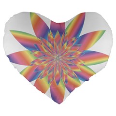 Chromatic Flower Gold Rainbow Star Large 19  Premium Flano Heart Shape Cushions by Alisyart