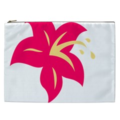 Flower Floral Lily Blossom Red Yellow Cosmetic Bag (xxl) 