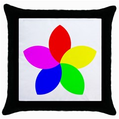 Fan Star Floral Throw Pillow Case (black) by Alisyart