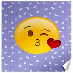 Face Smile Orange Red Heart Emoji Canvas 16  X 16   by Alisyart