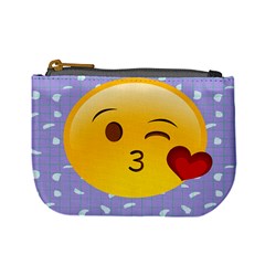 Face Smile Orange Red Heart Emoji Mini Coin Purses