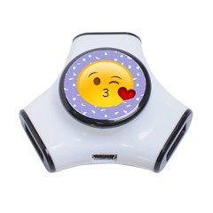 Face Smile Orange Red Heart Emoji 3-port Usb Hub by Alisyart
