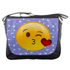 Face Smile Orange Red Heart Emoji Messenger Bags