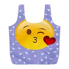 Face Smile Orange Red Heart Emoji Full Print Recycle Bags (l)  by Alisyart