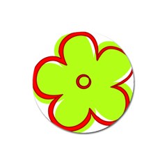 Flower Floral Red Green Magnet 3  (round) by Alisyart